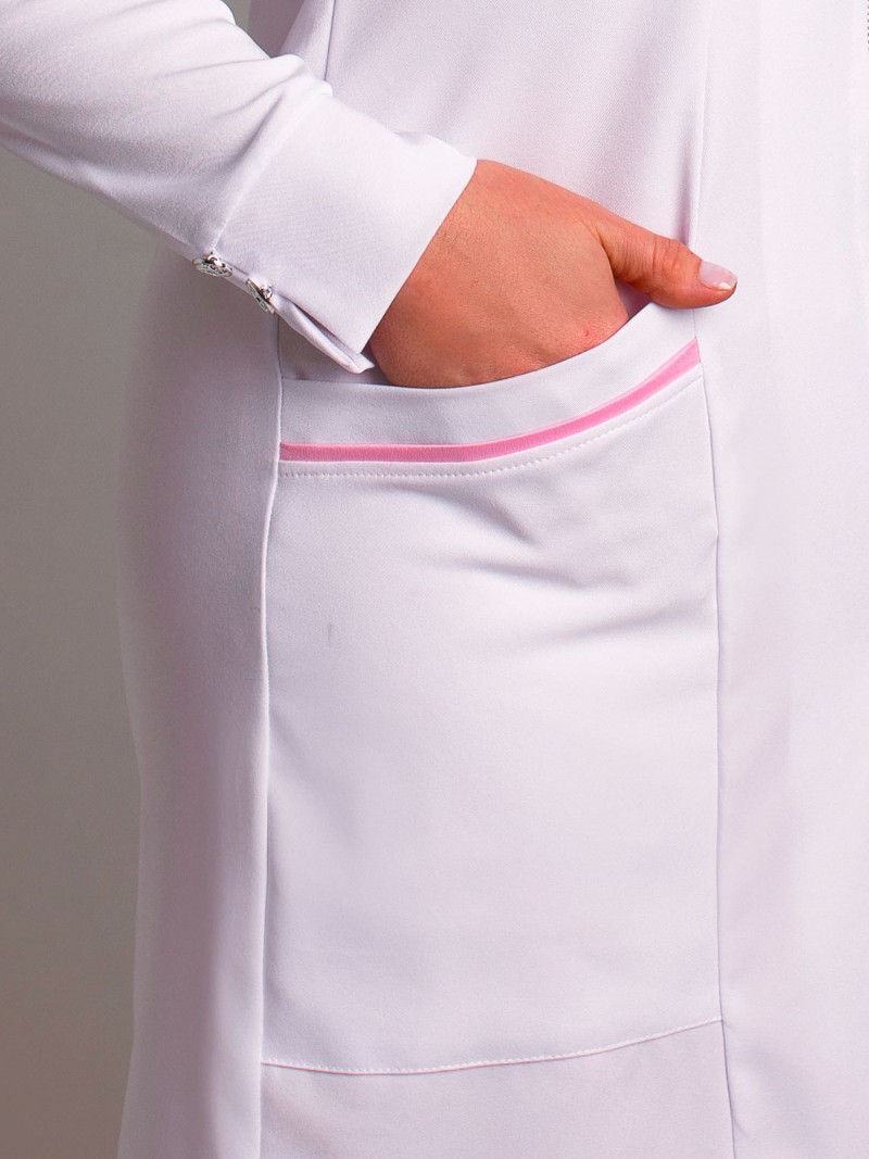 Branco Com Rosa (Botões E Zíper Prateados)