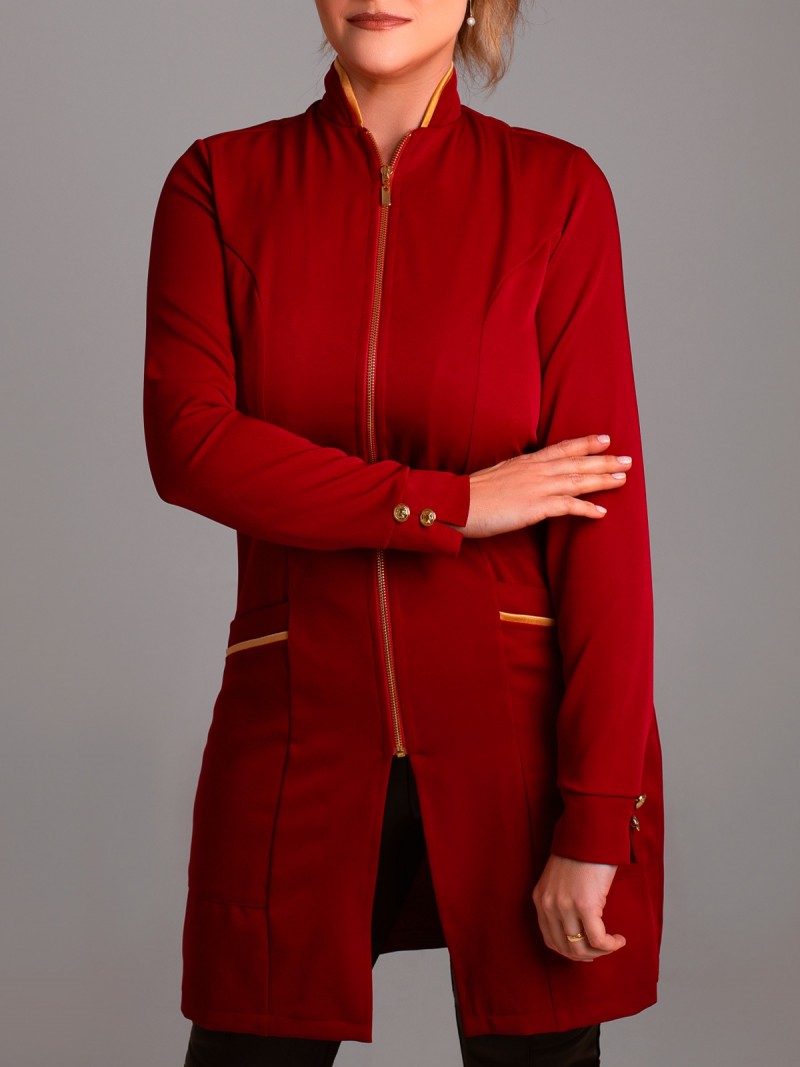 Bordô Com Dourado (Botões E Zíper Dourados)