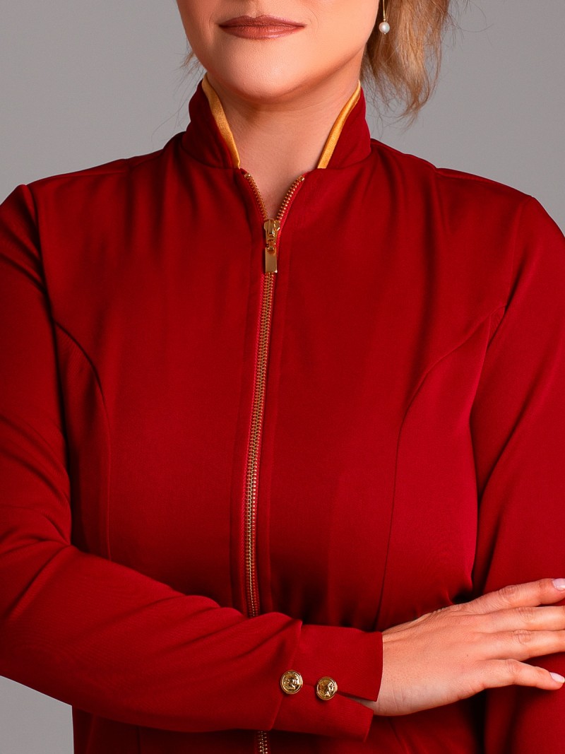 Bordô Com Dourado (Botões E Zíper Dourados)