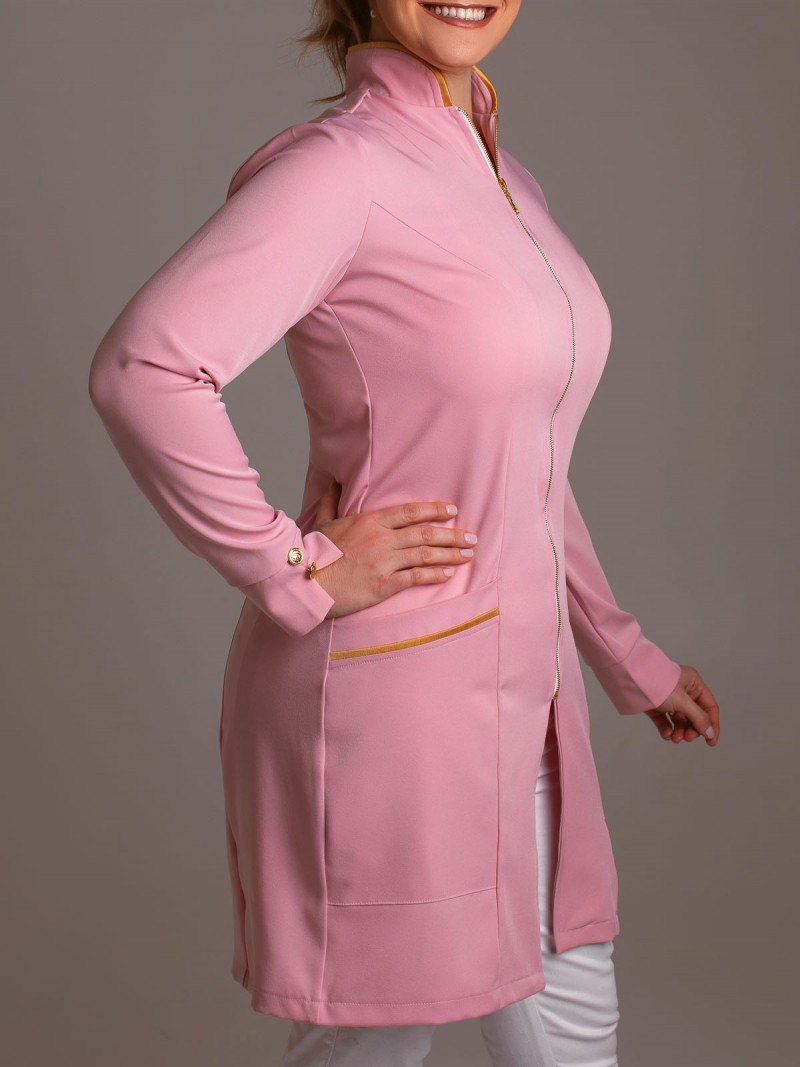 Rosa Com Dourado (Botões E Zíper Dourados)