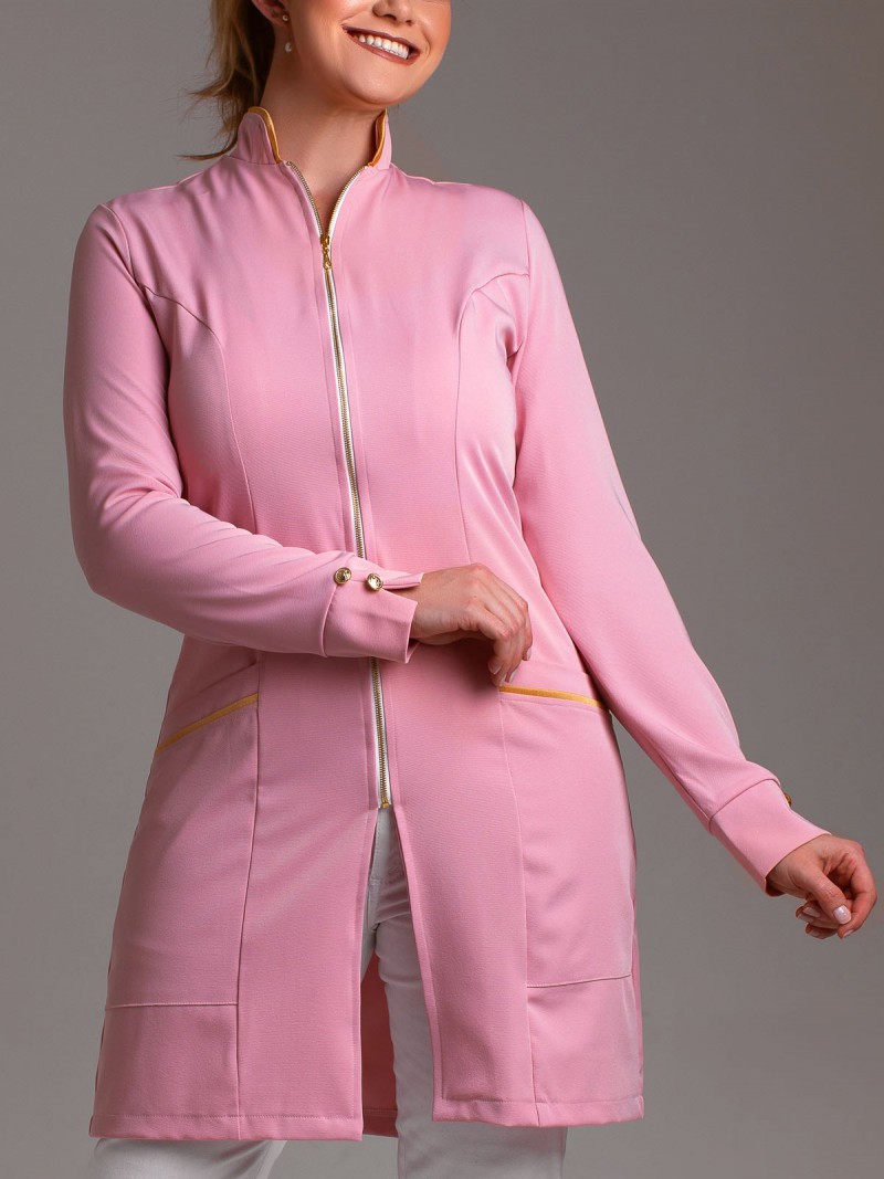 Rosa Com Dourado (Botões E Zíper Dourados)