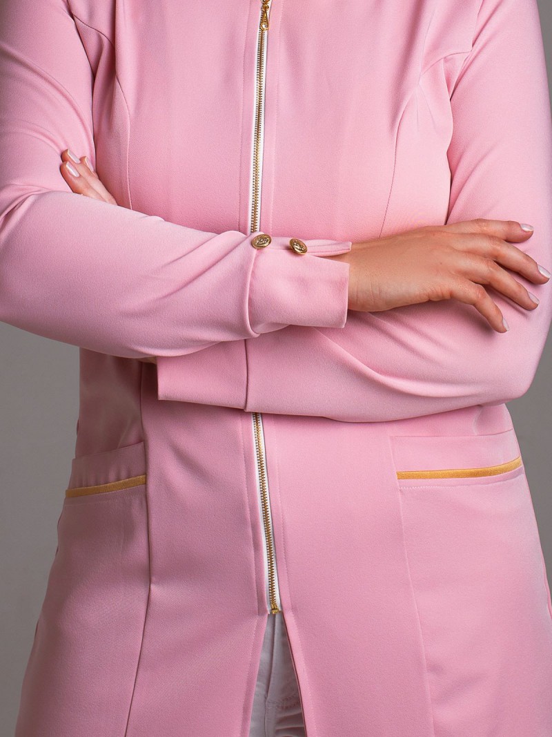 Rosa Com Dourado (Botões E Zíper Dourados)