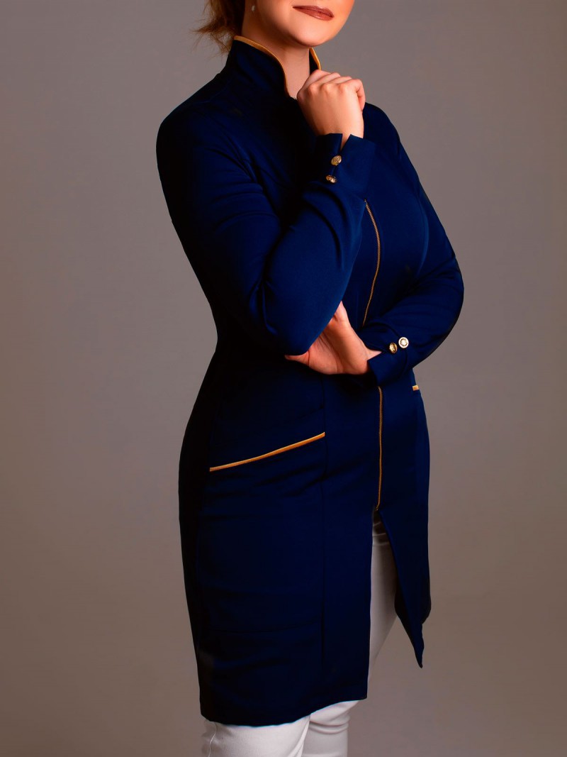 Azul Marinho Com Dourado (Botões E Zíper Dourados)