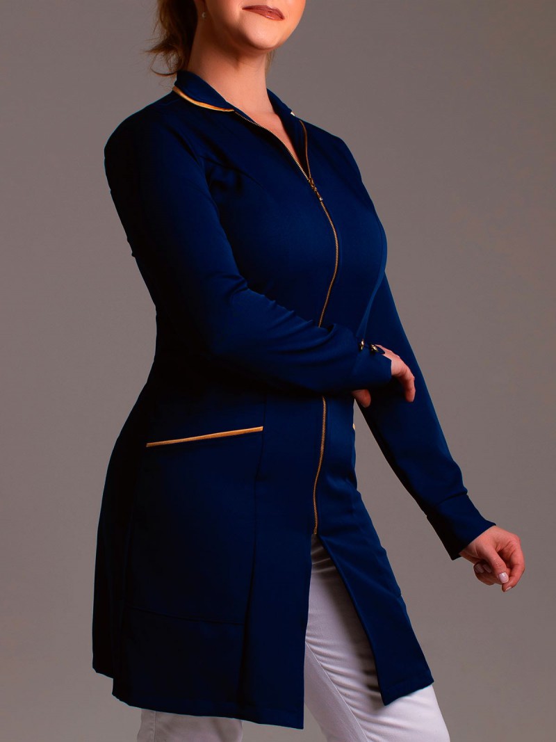 Azul Marinho Com Dourado (Botões E Zíper Dourados)