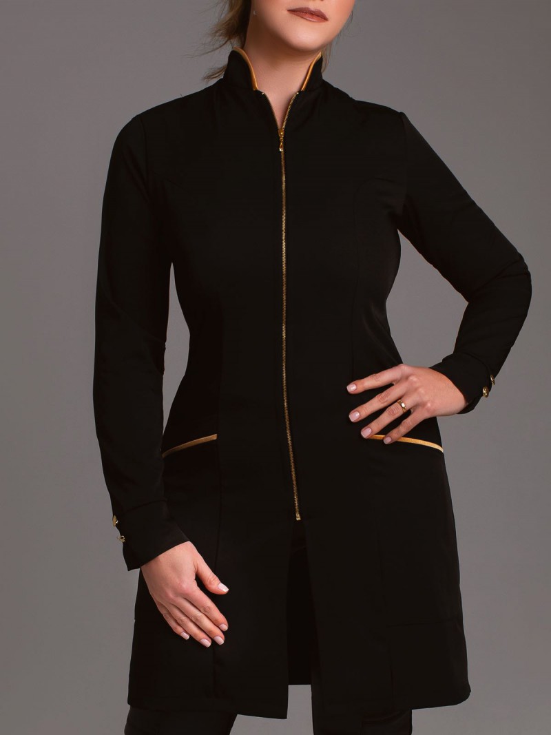 Preto Com Dourado (Botões E Zíper Dourados)