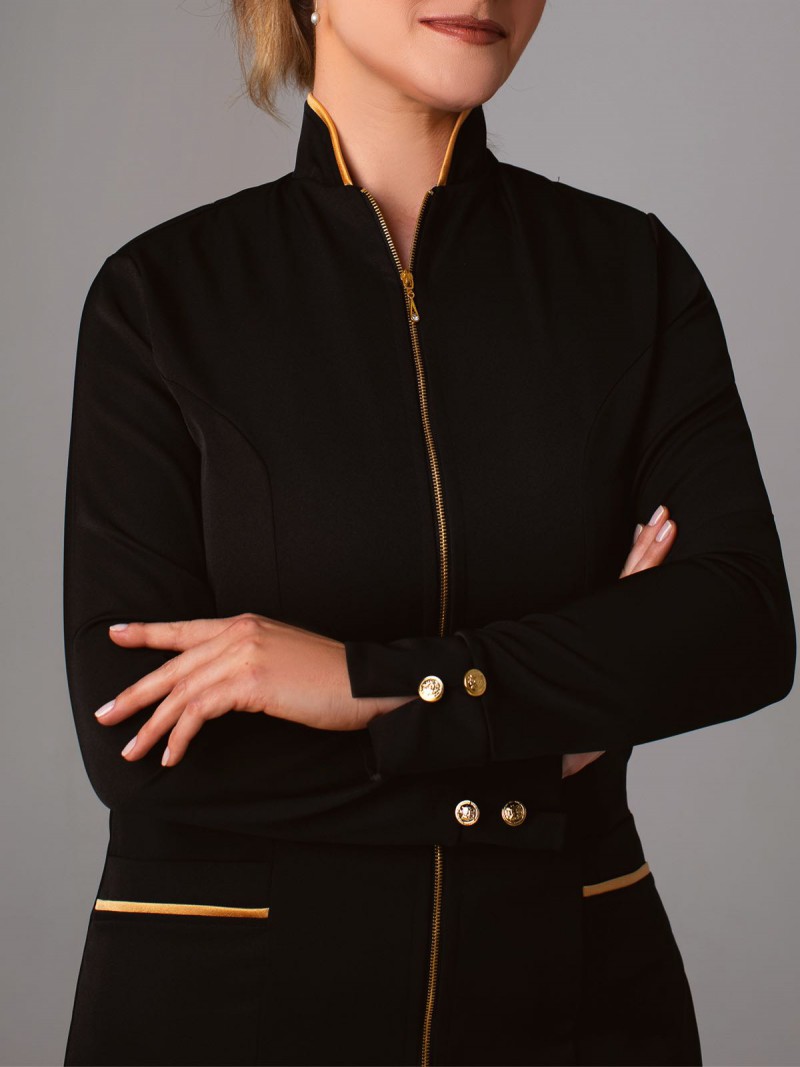 Preto Com Dourado (Botões E Zíper Dourados)