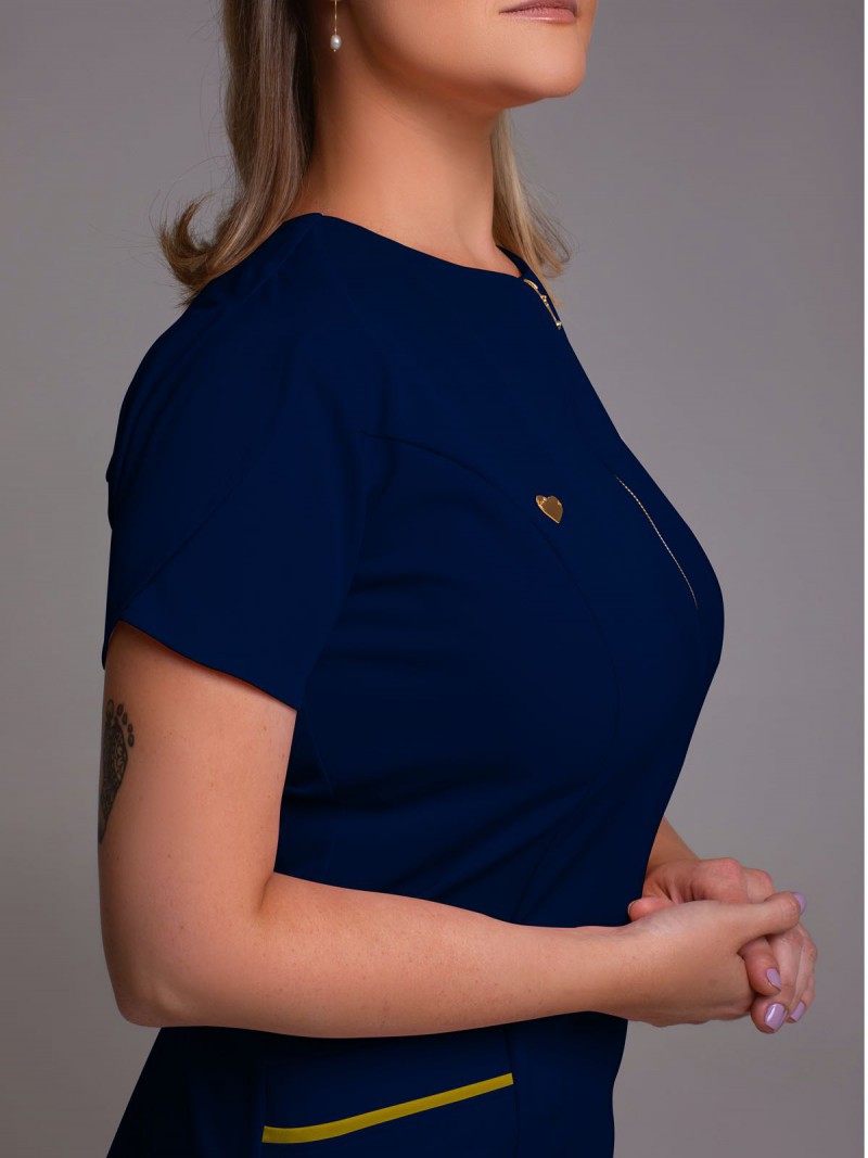 Azul Marinho Com Dourado (Zíper Dourado)