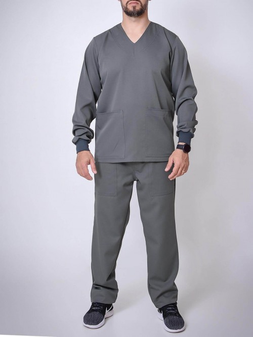 Conjunto Scrub Masculino Yuri Manga Longa - Conjunto Scrub Masculino Yuri Manga Longa - Gola V