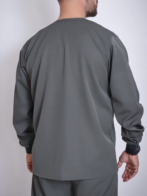 Conjunto Scrub Masculino Yuri Manga Longa - Manga tradicional longa com punho de malha (ribana)