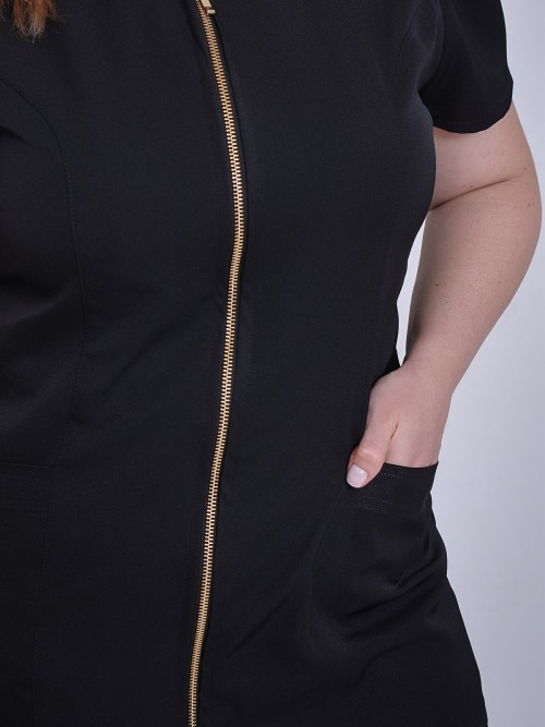 Jaleco Feminino Michele - Dois bolsos frontais e fechamento com ziper