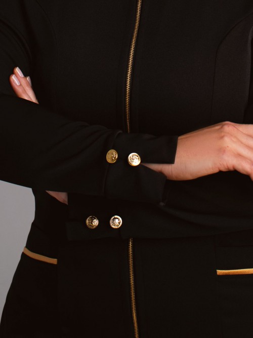 Jaleco Feminino Maíse - Manga longa com detalhe nos punhos e com dois botões de cada lado